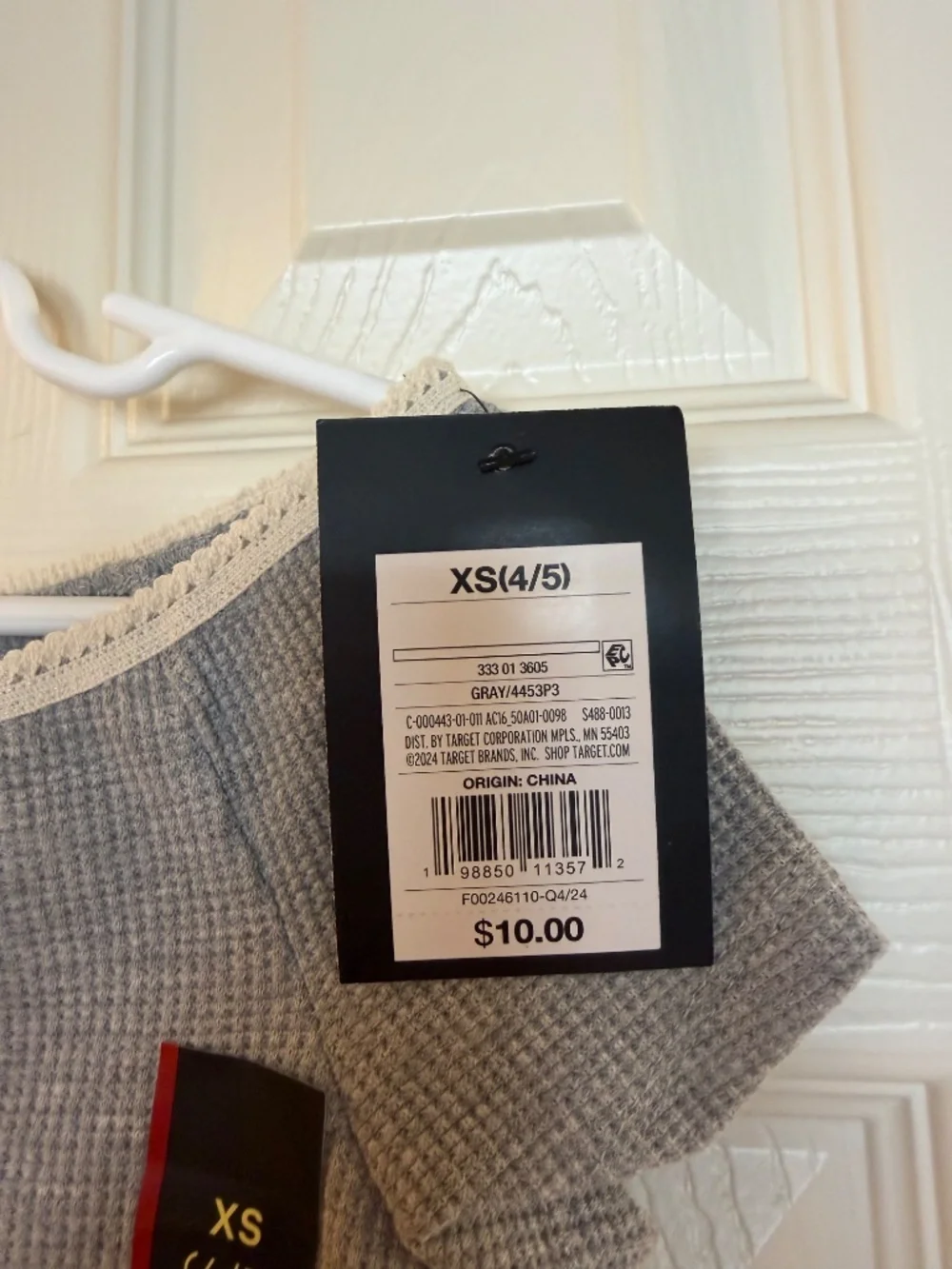 Art Class Girls Gray Waffle Knit Lace Trim Top | NWT